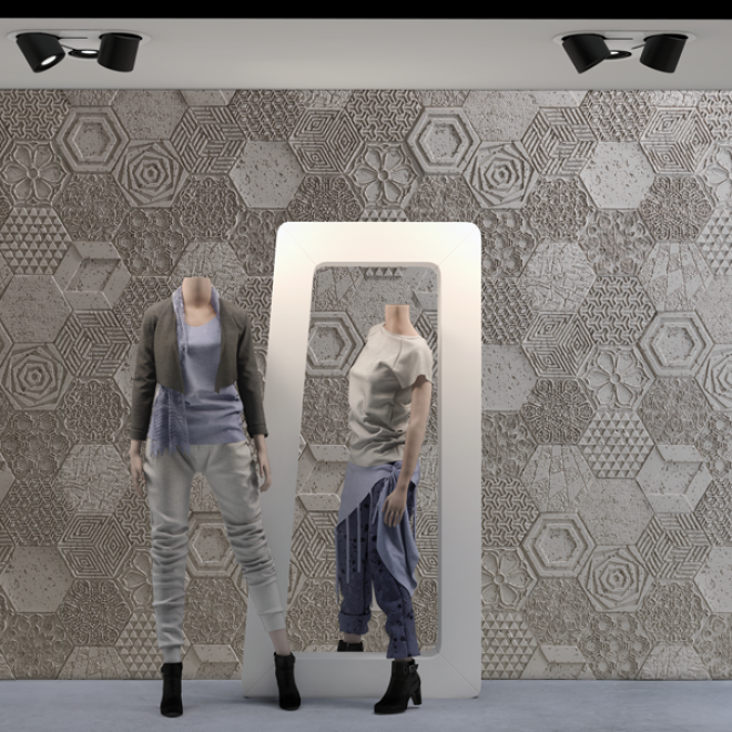 Pannello murale effetto cemento Cementos Hexagonal – vista 3