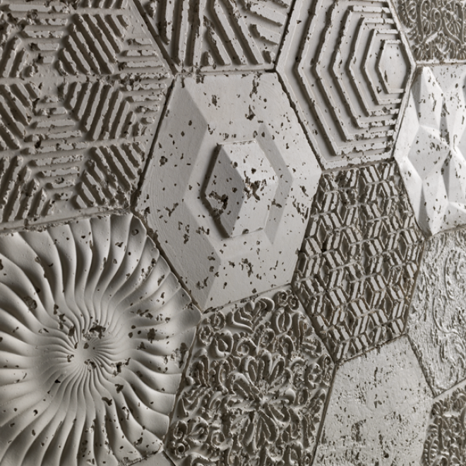 Pannello murale effetto cemento Cementos Hexagonal – vista 4