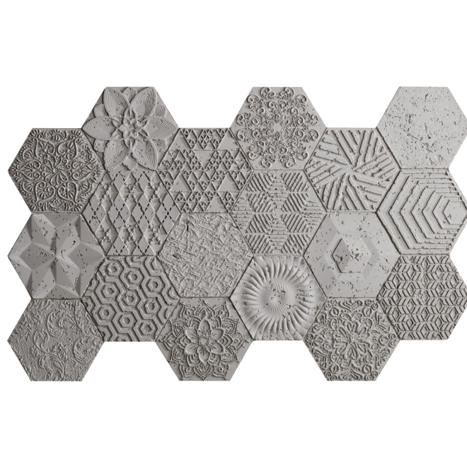 Pannello murale effetto cemento Cementos Hexagonal – vista 8