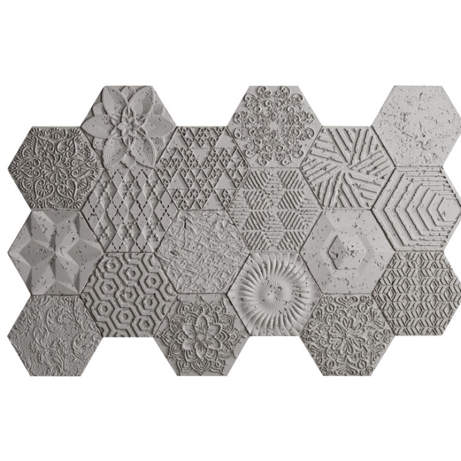 Pannello murale effetto cemento Cementos Hexagonal – vista 9